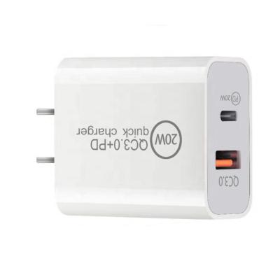 China QC3.0 20W PD Usb C C Quick Charging QC 3.0 Usb Charger For Iphone 12 USB Adapter for sale