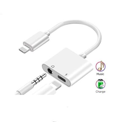 China High Quality 2in1 Multi Cable 3.5mm Jack Headphone Adapter Data Transfer Function For AUX Audio Adapter. iPhone Charger Jack for sale