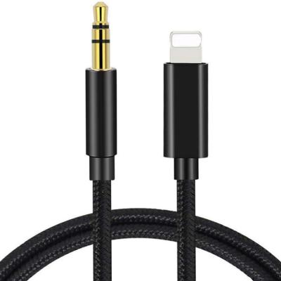 China aux cable High Quality Car Stereos Support iOS14 Nylon Braid Wire For iPhone Car Extension Adapter Audio Cable for sale