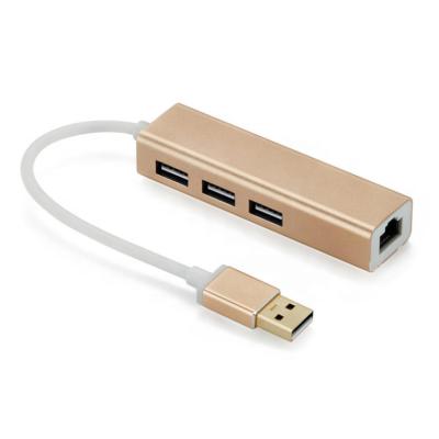 China Desktop Network Adapter USB 2.0 to Ethernet RJ45 Lan Gigabit Adapter With Hub for 10/100Mbps for Computer for sale