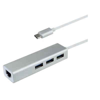 China Networt Hub Adapter Desktop Type C USB 3.0 USB To Ethernet RJ45 Lan Gigabit Adapter For 10/100Mbps For Computer for sale