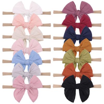 China Beautiful Hot Selling Fashion Baby Hair Nylon Design Bow Accessory Elastic Headband for sale