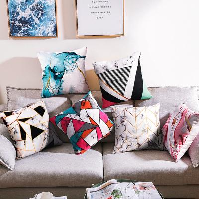 China Anti-static Elastic Fluffy Geometric Printed Pillow Cover Sofa Tufted Square Decorative Cushion Throw Pillow for sale