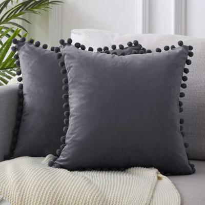 China New Living Decorative Blue Velvet Fabric Anti Dust Mite Series Color Ball Tile Case Cushion Cover Small for sale