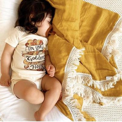 China PORTABLE Blanket Child High Quality Cotton Knit Cute Cozy Soft Tassel Newborn Kids Baby Blankets for sale