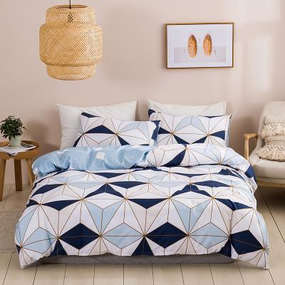 China Wholesale Stylish Contemporary Plaid Conjunto De Roupa De Cama European Polyester 3D Printing Anti-Static Striped Comforter Bedding Sets for sale