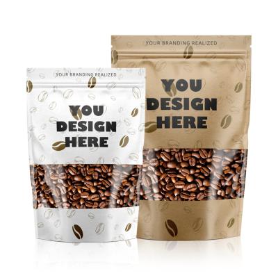 China Custom Printing Disposable Digital Food Packaging Paper Holder Stand Biodegradable Resealable Pouch Bags With Window for sale