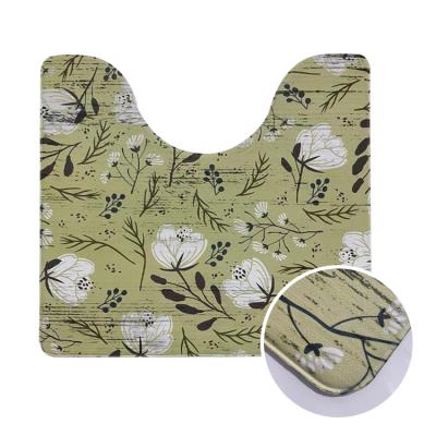 China Cushioned PVC Cushioned Bathroom Covers And Mats Sets For Toilet Bathroom Floor Shape Contoured Toilet Mat for sale