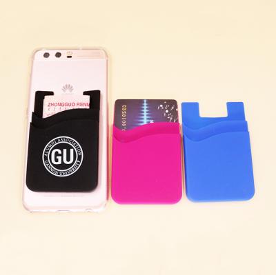 China Fashion New Style Double Pockets Silicone Mobile Phone Card Holder for sale