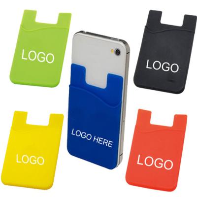 China 100% eco-friendly; sustainable; Custom Printed Fashion Logo Silicone Card Holder Mobile Phone Credit Card ID Card Wallet for sale