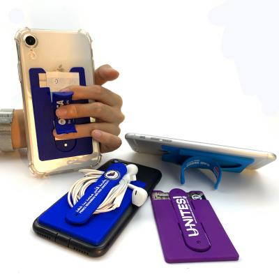 China 100% Free Sample Eco-friendly Multifunctional Mobile Phone Card Holder With Stand Silicone Wallet for sale