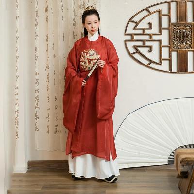 China Ming Dynasty Embroidered Long Dress Women's and Men's Long Robe Loose Ancient Traditional Clothing Hanfu Clothing for sale