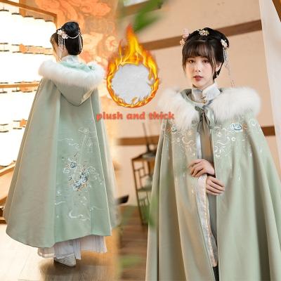 China Hooded Coat Parride Embroidered Women's Winter Wear Chinese Traditional Hanfu Thick Cape Coat Adult Women for sale