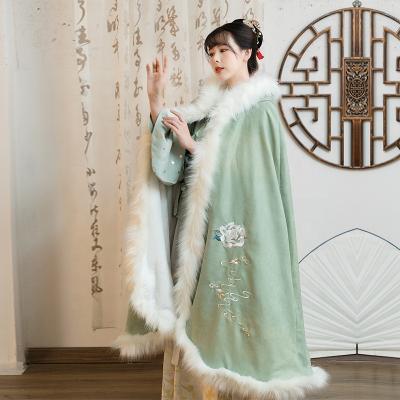 China Manufacturer Wholesale Chinese Style Anti-wrinkle Embroidered Traditional Hanfu Hooded Coat Women's Winter Cape Coat For Women for sale