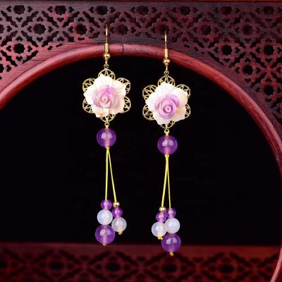 China 2021 Classic Chinese Style Jewelry Ethnic Women Fashion Long Drop Hook Earrings Wholesale for sale