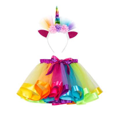 China Summer Wholesale Hot Sale Rainbow Kids 2-11Years Breathable Fairy Princess Tulle Girls Tutu Skirts Ballet Baby Kids for sale