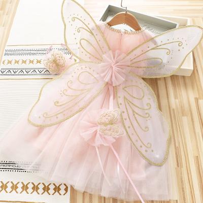 China Wholesale Breathable Summer Cute Sweet Multiple Layers Princess Party Girl Fairy Dress With Butterfly Wings for sale