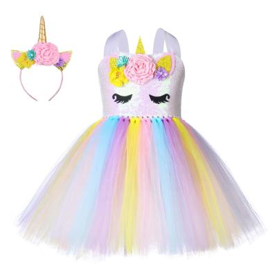 China Hot Sale Unicorn Baby Girls Ballet Tutu Dress 1T-8Years Princess Kids Summer Breathable Dresses for sale