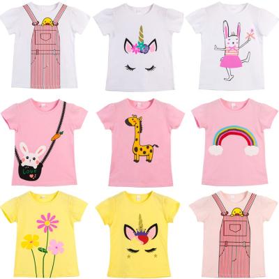 China Wholesale Art Printed Girl Clothing Summer 2-10T Hot 100% Cotton Shorts Sleeve Baby QUICK DRY Kids Girls T-shirts for sale