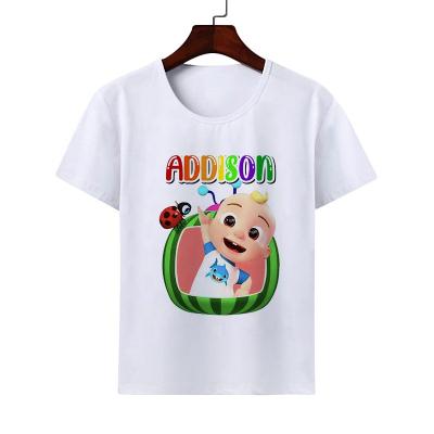 China Wholesale Breathable Short Sleeve Digital Printing Custom Cartoon Children's Cocos Melon Kids T-shirts for sale