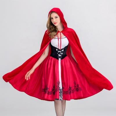 China Flannel& Polyester Party Cosplay Costume Little Red Riding Hood Carnival Costumes Fancy Dress For Adult Girls for sale