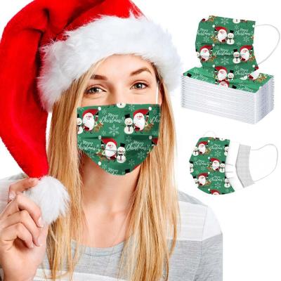 China â ‰ ¥ 95% Adult Snowman Printed Disposable Dustproof Melt-blown Nonwoven Christmas Party Face-mask Cloth 3Ply Decoration for sale