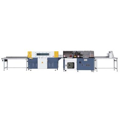 China Full Automatic Commodity Shrink Wrap Packing Machine With Shrink Heat Tunnel T-80 T-8025 for sale