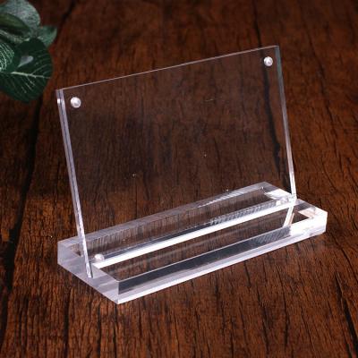 China New Acrylic Clear Acrylic Display With Tilt Base,Modern Home Decorative Picture Acrylic Table Frame Stand Sign Picture Frame Painting for sale