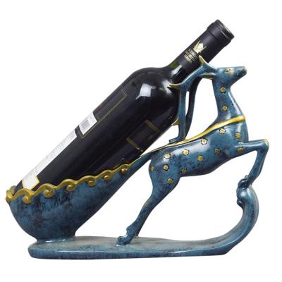 China High Quality Creative Modern European Single Viable Sika Deer Resin Wine Bottle Holder For Home Decoration for sale