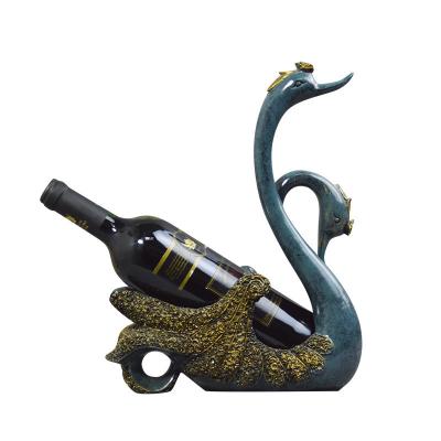 China Resin Art Elegant Swan Animal Wine Creative Viable Holder, Custom Wine Bottle Holder for sale