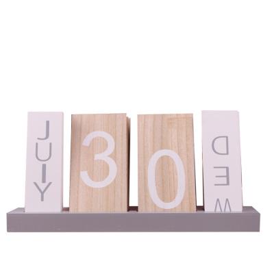 China Custom Perpetual Wooden Block Table Calendar Month, Date and Day Tile Calendar Desk Accessories, Wooden Perpetual Desk Calendar for sale