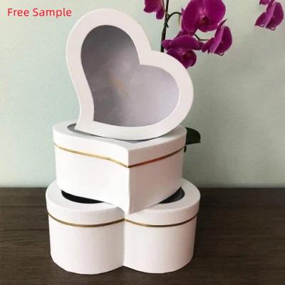 China Recyclable Big Heart Shape Gift Roses Flower Boxes Luxury Red Cardboard Box Heart Shaped Packaging With Window for sale