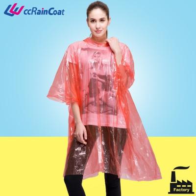 China Rain Poncho Clear Printing Rain Poncho with PE Plastic Material for sale