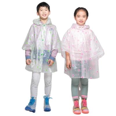 China New Style Light Weight Rose Dot PVC Transparent Rain Poncho For Kids for sale