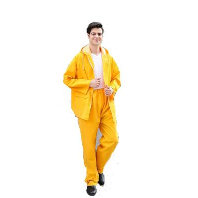 China Factory Custom Yellow PVC Work Rubber Raincoat Single Person Rainwear Raincoat With Rain Hat for sale