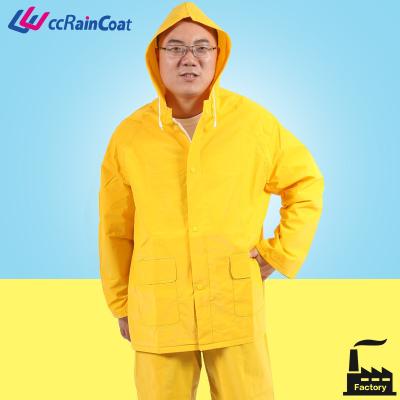 China Pvcd work protect rainsuit wholesale yellow double layer for sale