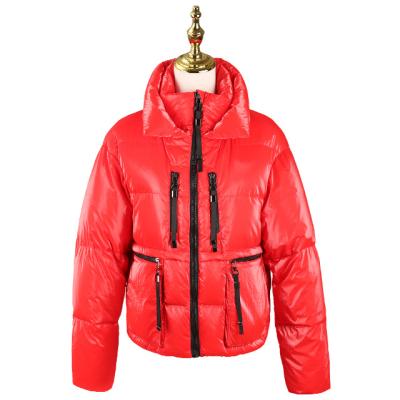 China Waterproof Drop Shipping Shiny Stripper Jackets Women's Casual Stand Collar Coat Bubble Coat Long for sale