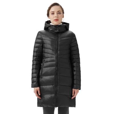 China Customized Long Coat Winter Women Waterproof Pique Ultralight Thin Down Jacket for sale