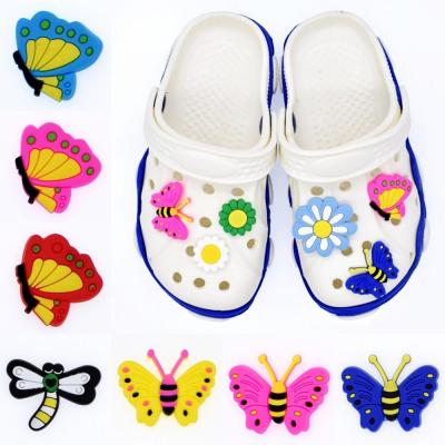 China Shoe Buckle XH-14 PVC Butterfly Shoe Charms Dragonfly Ladybug Shoe Decoration for sale