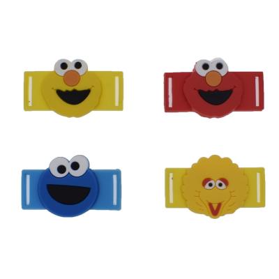 China Cute Sesame Street Custom Soft PVC Shoe Charm /rubber shoe loop /shoe lace tag for sale