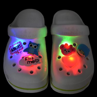 China Clog Charm New Design PVC Rubber Light Up Shoe Charms Accessories Flashing Buckles For Clogs Shoes for sale