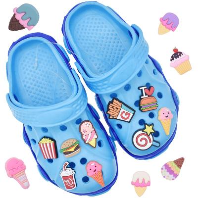 China Cute Cupcakes Cheap Hamburg Clog Decoration Ice Cream Soft PVC Charm For Bracelets Clog Shoes for sale