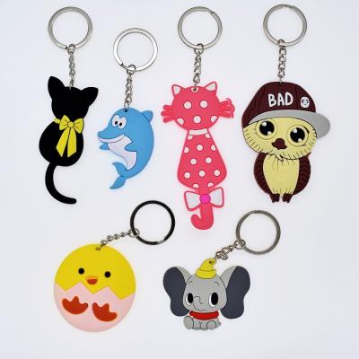 China Fashion With Cartoon Figure Charms Wholesale Animal Key Chain Keychains With Cat/Dolphin/Owl/Elephant for sale