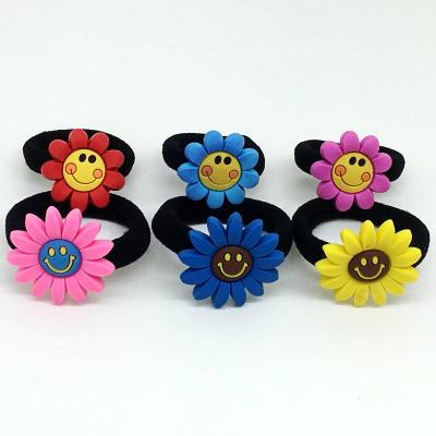 China Colorful Rubber+PVC Kids Girls Flower Elastic Bands Hair Accessory for sale