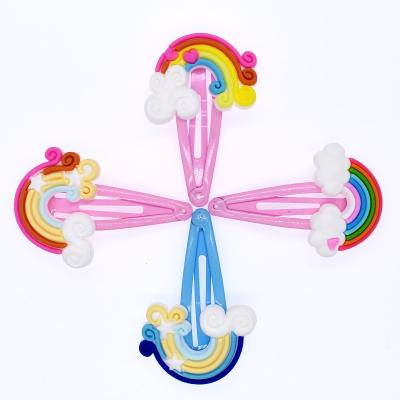 China Colorful Rainbow Hair Accessory Girls Kids Party Gift Hair Decoration Hearts Hair Clips Set Free Sample for sale