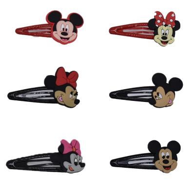 China Promotion Gift Washable PVC Hair Clip Mickey Minnie Hair Ribbon Kid Hair Accessories for sale