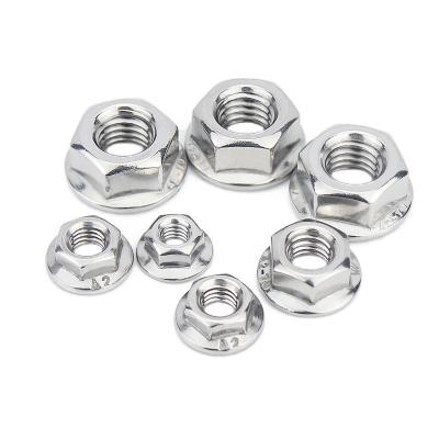 China Wholesale stainless steel hexagon nut 304 construction industry manufacturer flange non-slip screw cap with pad nut3M4M5M6M8M10M12 non-slip for sale