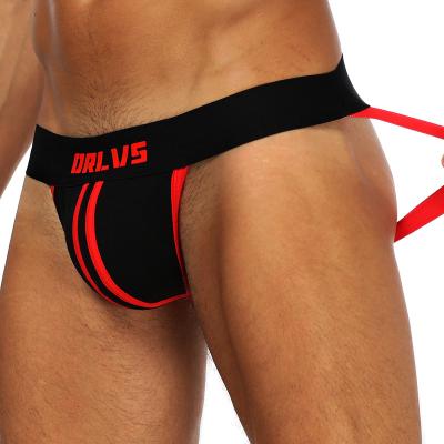 China Anti-Static Men's underwear Sexy thong Men's low waist fun double straps with hollowed out back for sale