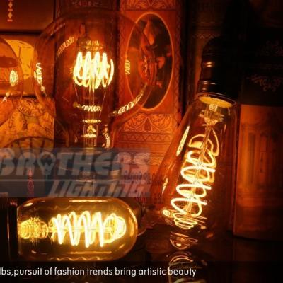 China New Arrival Residential Antique Curved LED Filaments ST64 LED Vintage Curved Filament Bulb 4W Nostalgic Curved LED Filament Bulb 220V for sale