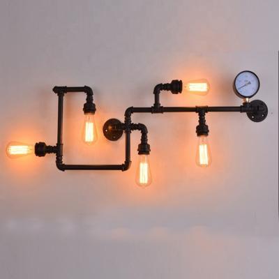 China Vintage Modern Industrial Wall Light Industrial Water Pipe Lighting Industrial Attic Iron Pipe Chandelier for sale